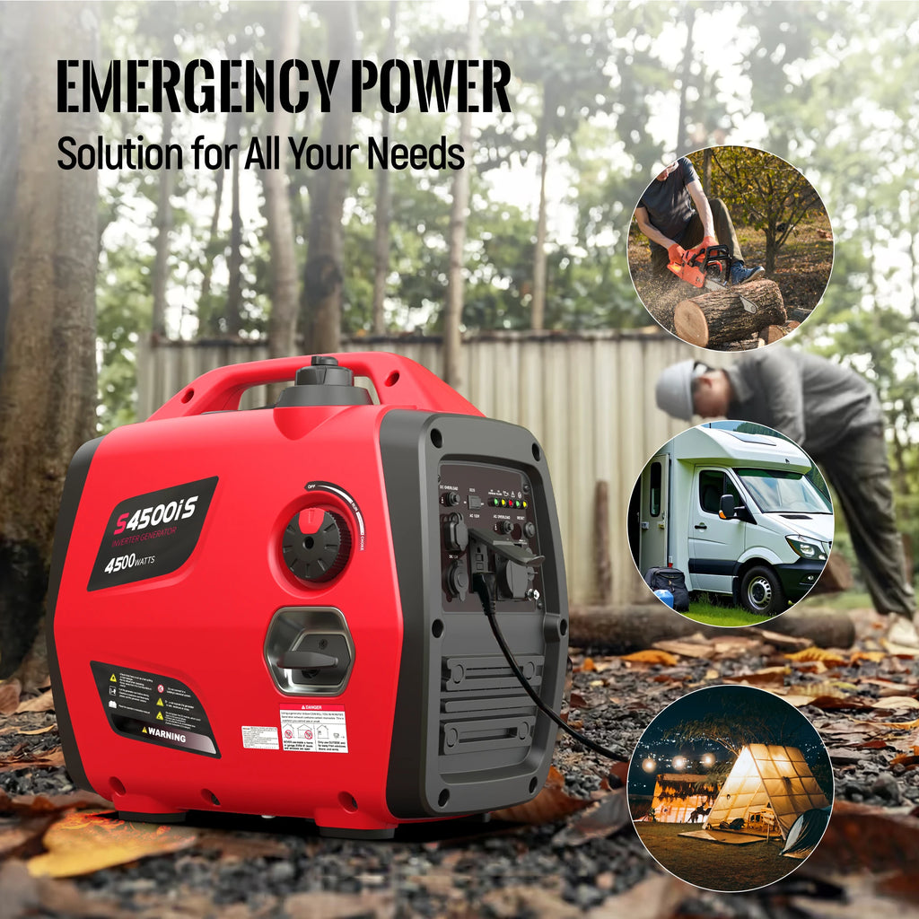 4500W Portable Inverter Generator 3600W Operating Power Ultra Quiet with CO Alarm for Camping RV Home Emergency Power EPA