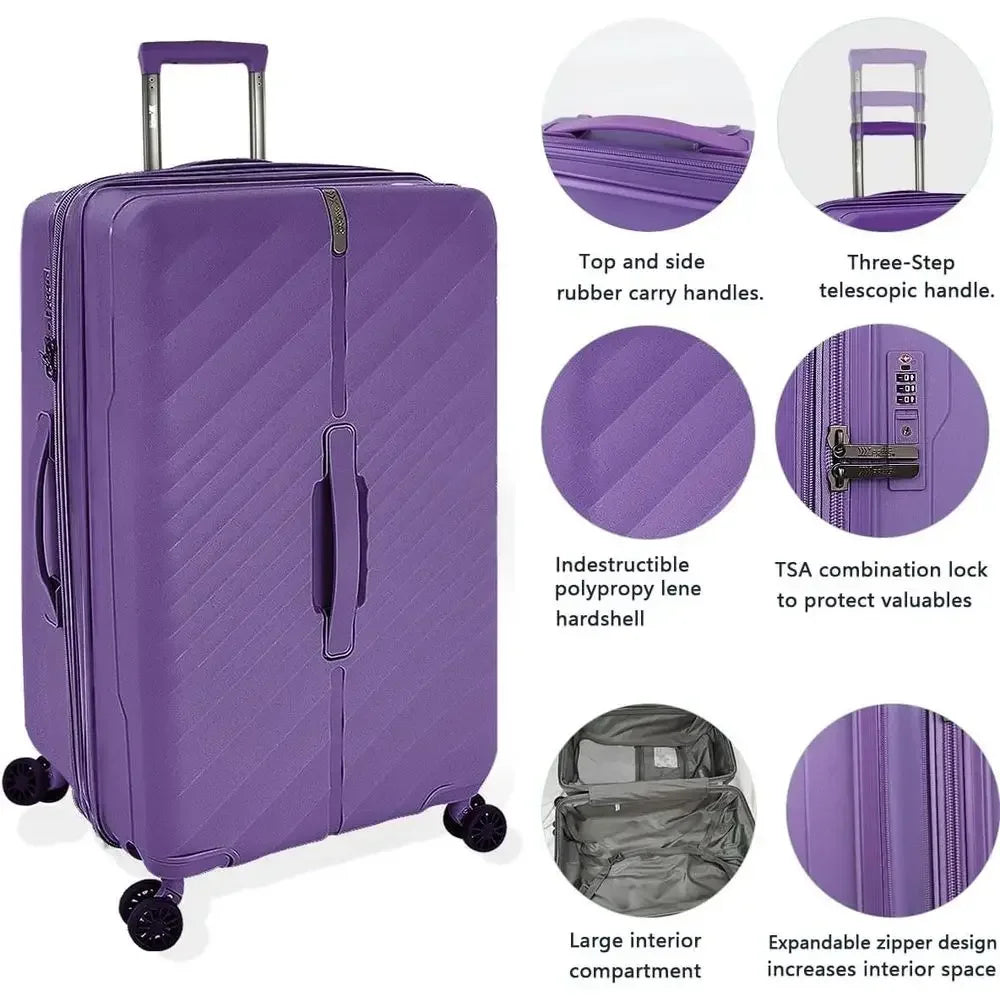 3-Piece Luggage Set: 20/26/30 inches, TSA-Approved Lock, Large Spinner Wheels, Unisex Travel Suitcase