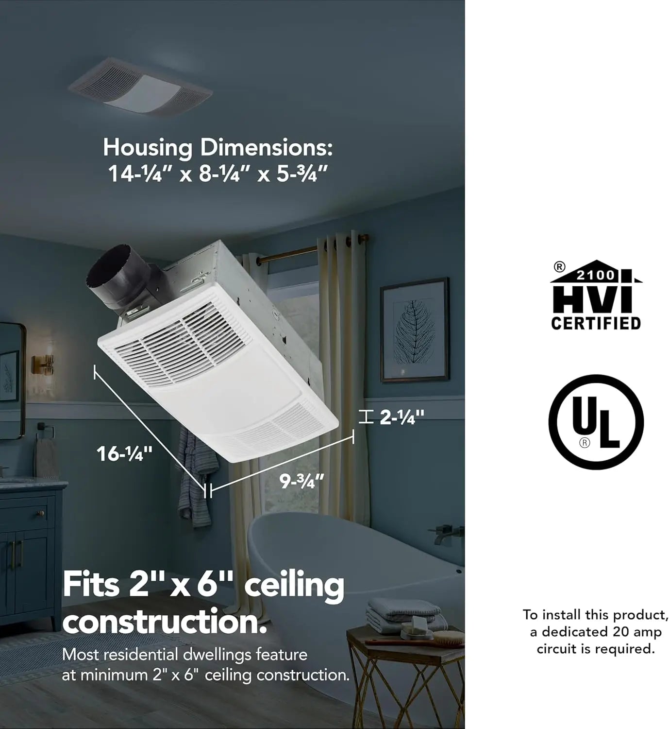 Quiet Bathroom Exhaust Fan with Heater, 80 CFM Ventilation, 3-Level CCT Lighting for Warm Comfort