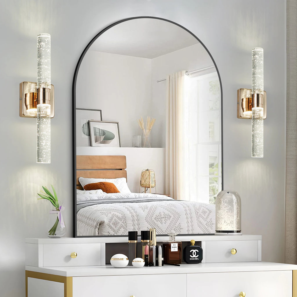 ARLGSITE 2-Light Contemporary Crystal Wall Light, Gold Plating Finish with Bubble Crystal, Sconce Modern Indoor Lighting Fixture