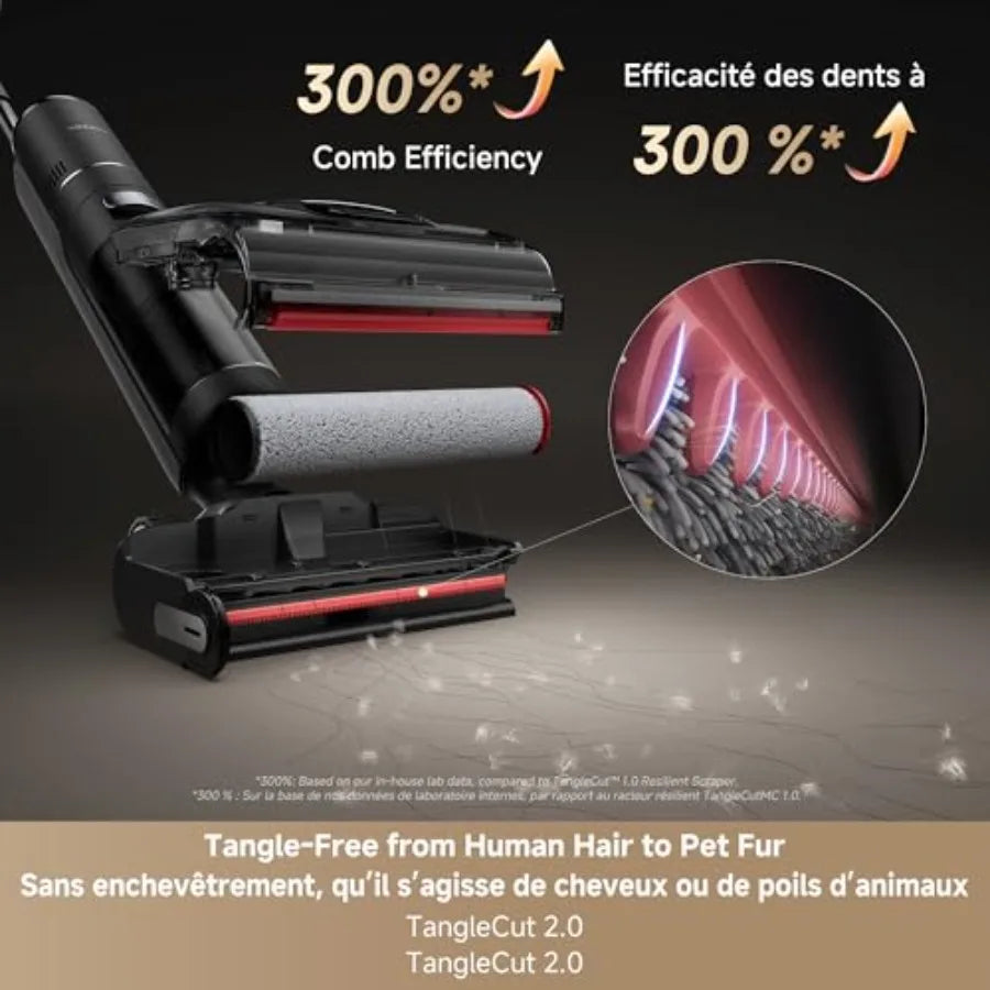 H15 Pro CarpetFlex Cordless Vacuum Mop Wet Dry Vacuum Cleaner with Dual Brushes for Hard Floors Carpet Tangle-Free Hair-Cutting