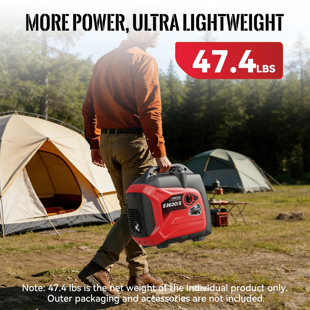 3600W Portable Inverter Generator operating power 3000W, EPA, Ultra Quiet, CO Alarm, Camping RV Home Emergency Power