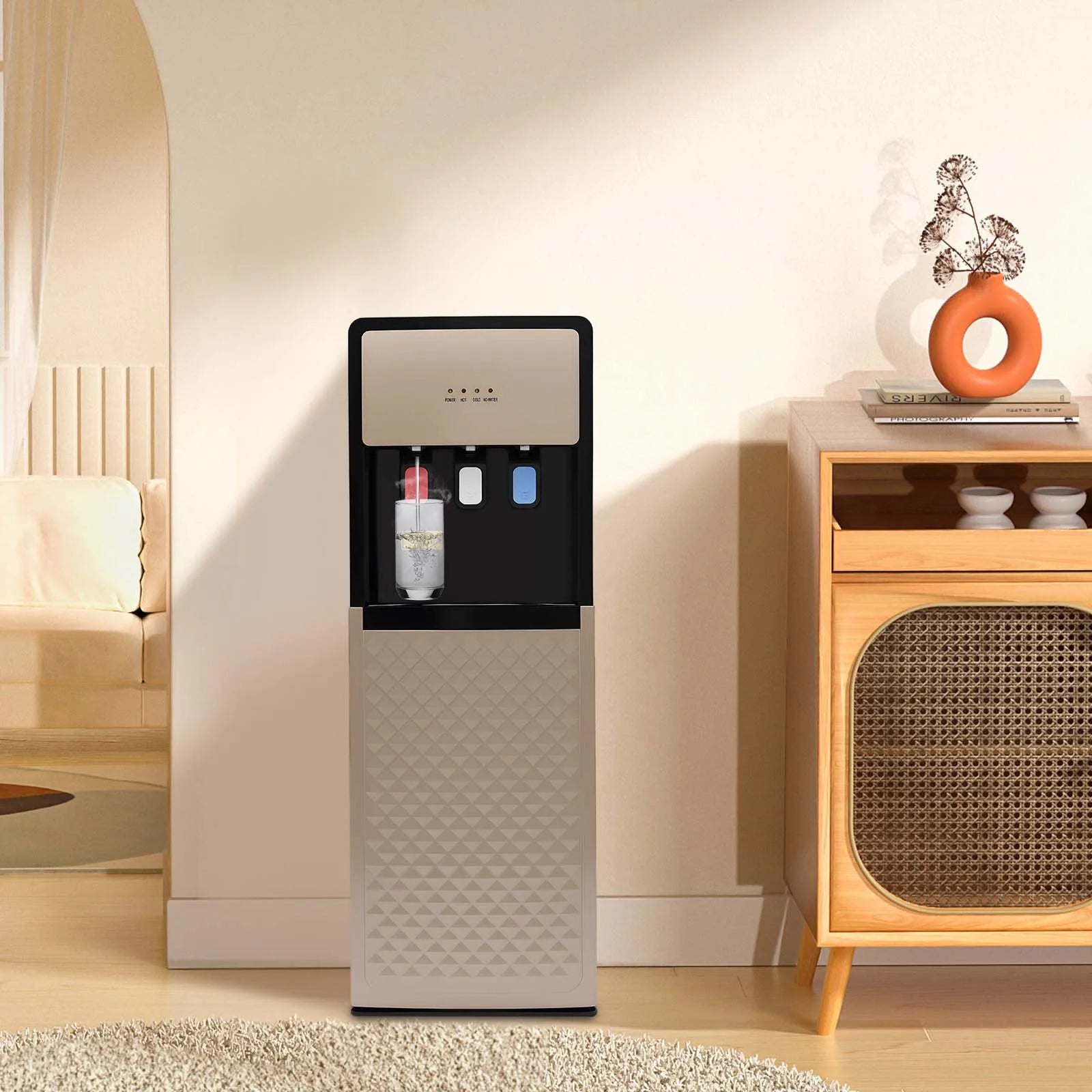 Modern Bottom Loading Hot/Cold Water Dispenser, Energy-Saving Triple Temp Dispenser, Easy Bottle Change for Home Office Kitchen