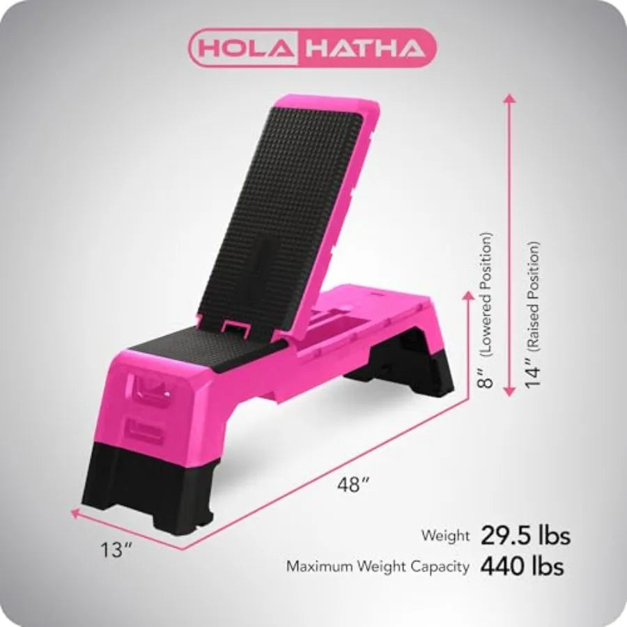Compact Portable Aerobic Step Platform Exercise Fitness Equipment Cardio Stepper with Adjustable Height for Home Gym in Black a