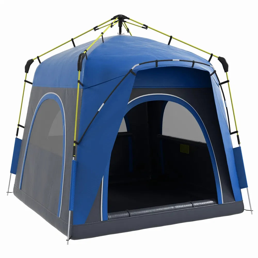 4 Person Automatic Pop Up Camping Tent, Quick Setup Family Travel Tent with Windows Carry Bag Outdoor Shelter