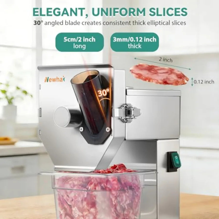 Commercial 3mm Sausage Garlic Slicer 200W Electric Ham Slicing Machine with Automatic Feed Stainless Steel Meat Vegetable Cutte