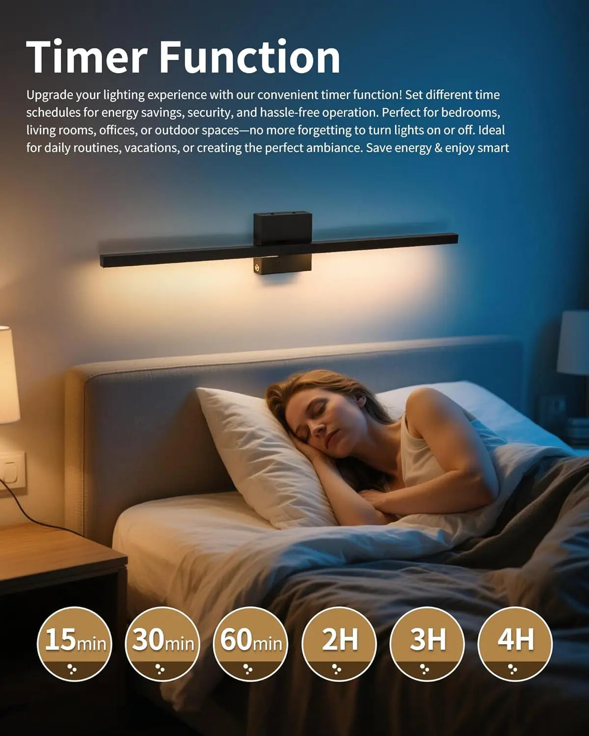 Wireless Rechargeable Wall Sconces Set of Two with Remote, Dimmable 3000K-6000K, Timer Function for Living Room, Bedroom
