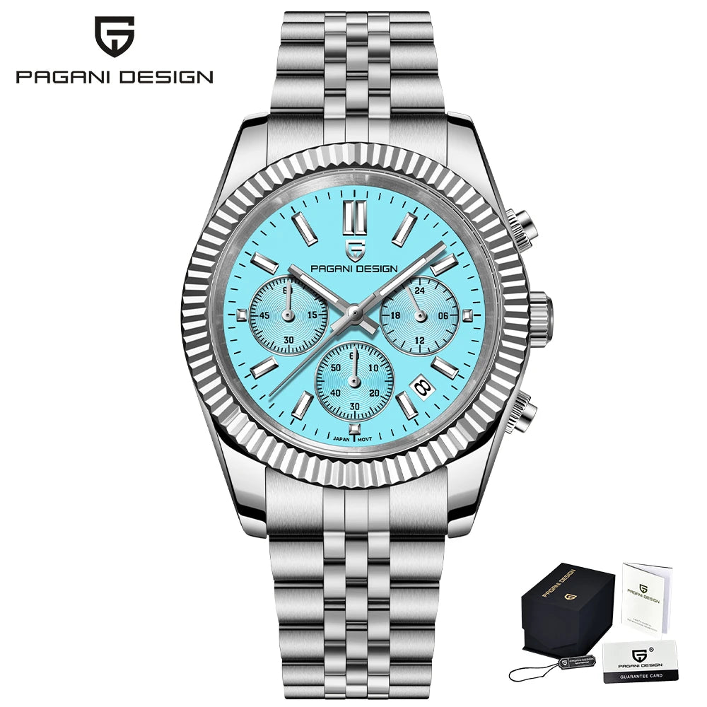 2025 New PAGANI DESIGN Men's Sports Quartz Watches Top VD53 Sapphire Stainless Steel 5Bar Waterproof Clock Chronograph