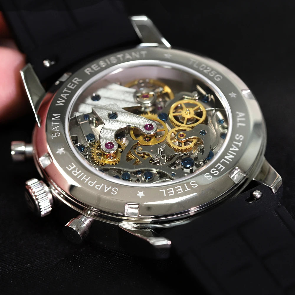TOPHILL Men's Chronograph 1963 Pilots Watch with Seagull ST1901 Movement Mechanical Luminous Wristwatch 40mm Sapphire Waterproof