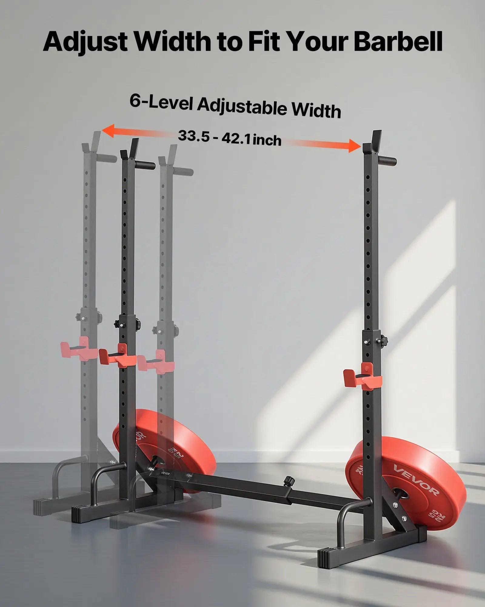 Power Cage Squat Rack, Home Gym Power Rack with Adjustable Height & Width, 550LBS Strength Training Workout Equipment with
