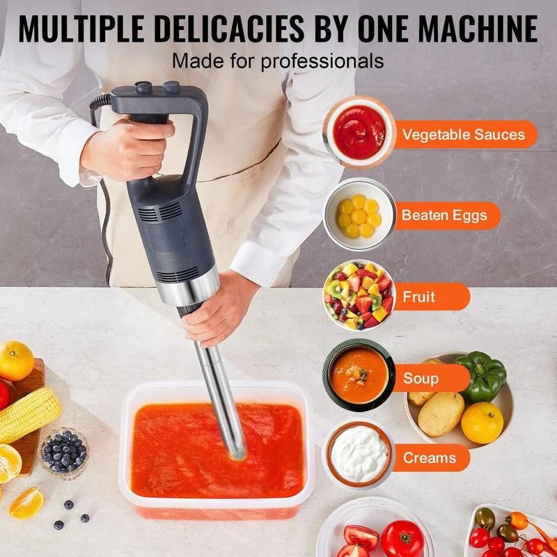 Commercial Immersion Blender, 500W Heavy Duty Hand Mixer, 16 inch Stepless Variable Speed Mixer with Stainless Steel Blade, Multi-Purpose Portable Mixer for Soup, Sauces, Mashed Potatoes, Cream