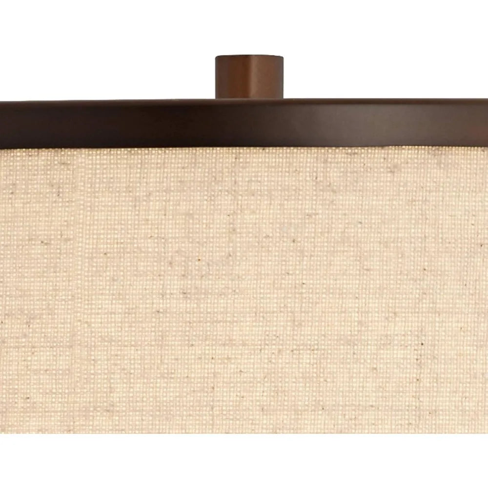 Elias Industrial Rustic Table Lamp with Port Nightlight 28" Tall Oil-Rubbed Bronze Metal Oatmeal Fabric Drum Shade Living Room