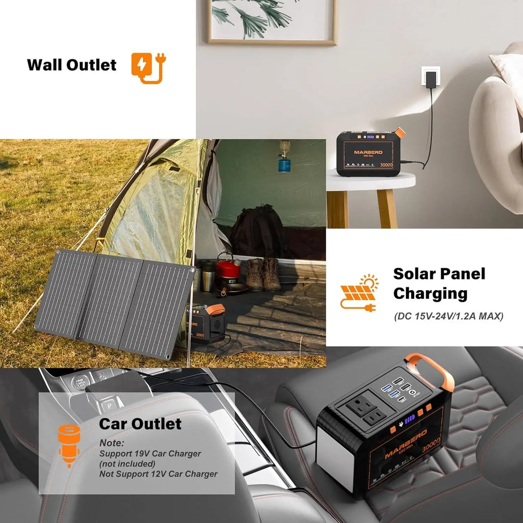 111Wh Portable Solar Generator with 30W Panel & AC Outlet, Ideal for Camping, Outdoor Adventures, and Emergency Power