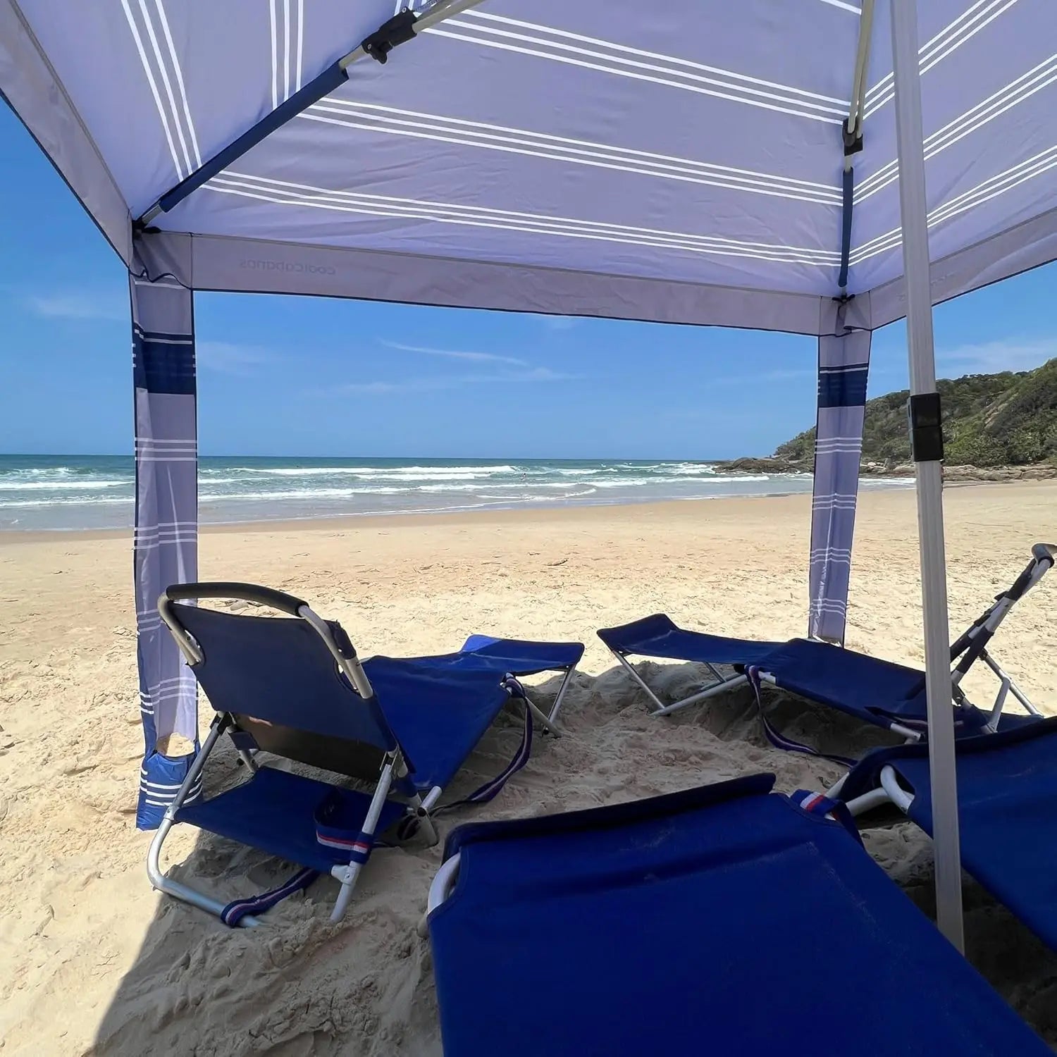Beach Shade Tent Easy Setup UPF 50+ Protection Large & Medium Sizes Compact Wind Resistant Family Cabana Navy Medium