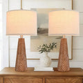 Nightstand Lamp Bedside Lamps Set of 2 Vtage Rustic Farmhouse Table Lamp 3 Way Dimmable Horizontal Stripe Lightfor Livg Room Be