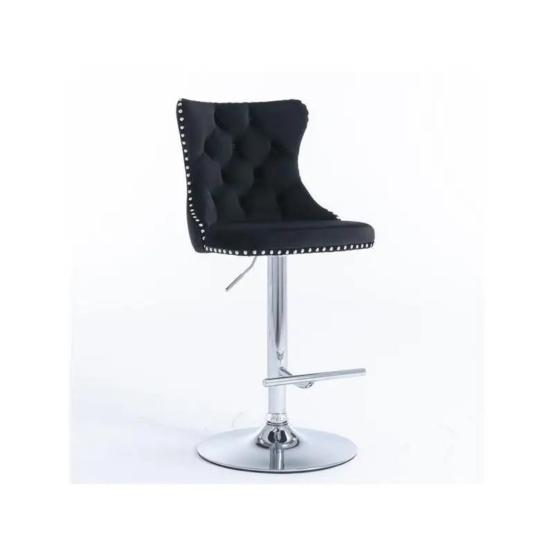 Adjustable Height Velvet Bar Stools with Backs, Modern Upholstered Chrome Base, Comfortable Tufted Design for Home Pub and