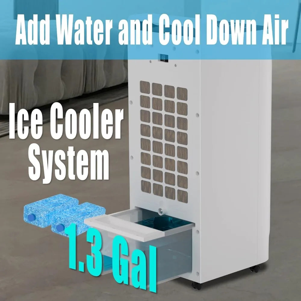 2-in-1 Cooling Tower Fan & Heater for Bedroom, Office with Ice Packs, Timer