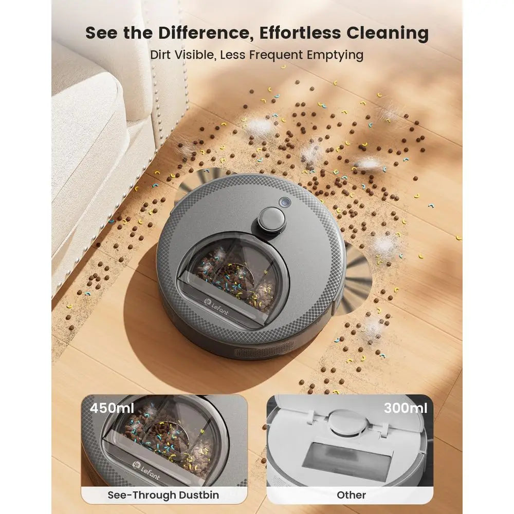 Advanced LiDAR Navigation Robot Vacuum Mop, 450ml Dustbin, Powerful Suction, Multi-Floor Mapping, Self-Charging, Compatible with