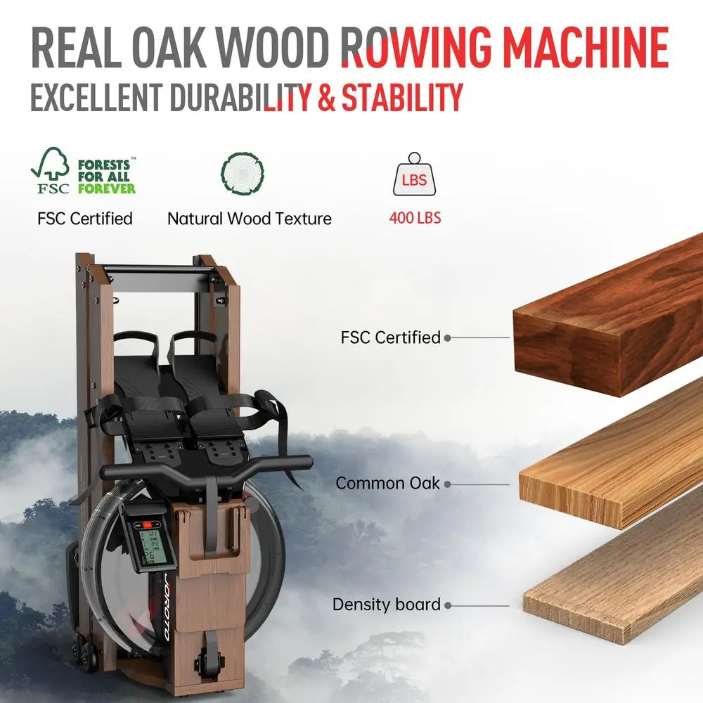 Water Rowing Machines for Home, Foldable Rowing Machine with 400LBS Weight Capacity, Dedicated Monitor amp Bluetooth APP, Large