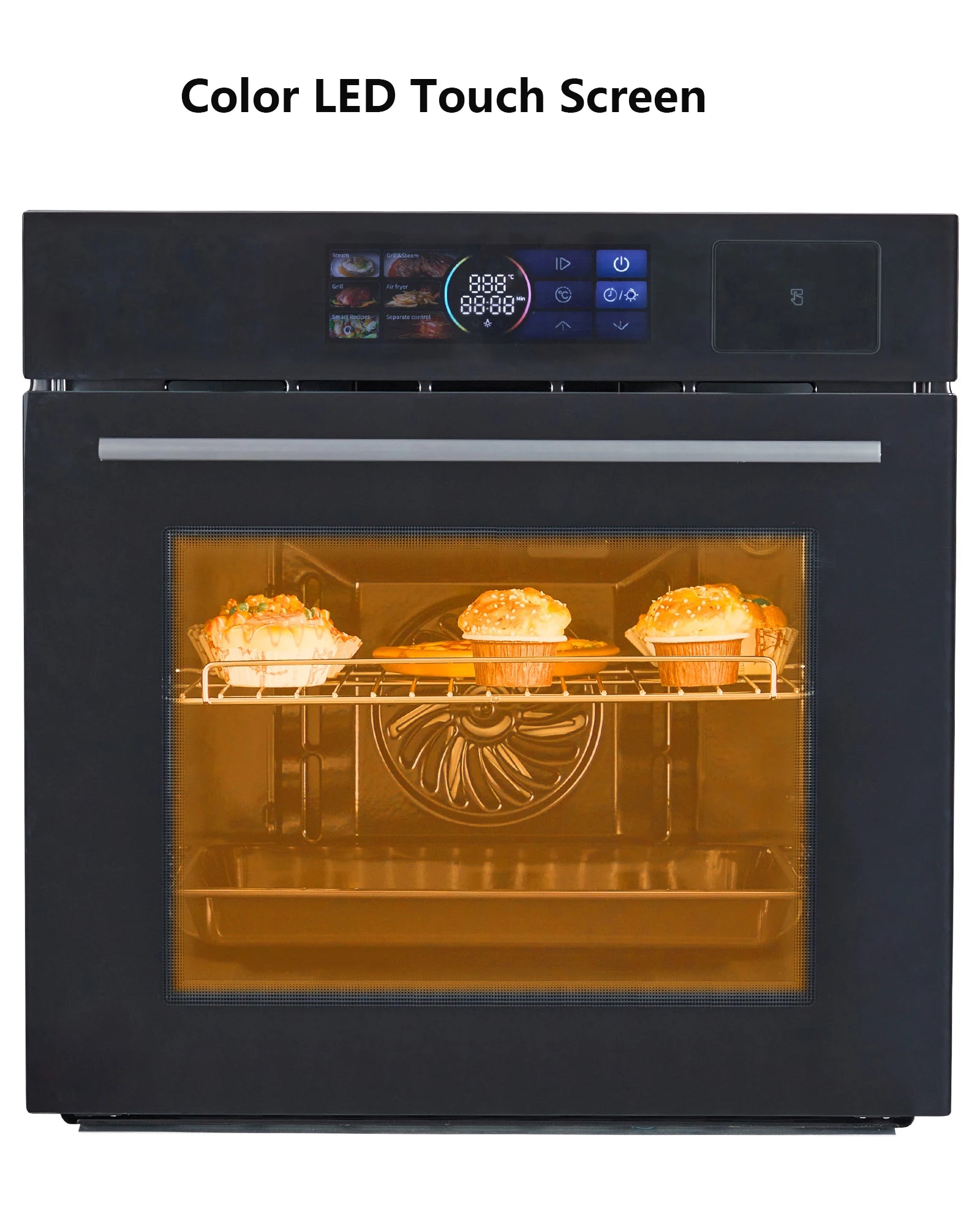 2.5 Cu.ft Built-in Electric Wall Oven With TFT Display 8 Cooking Modes In Steam, Grill, Air Frying Mode For Kitchen Restaurant