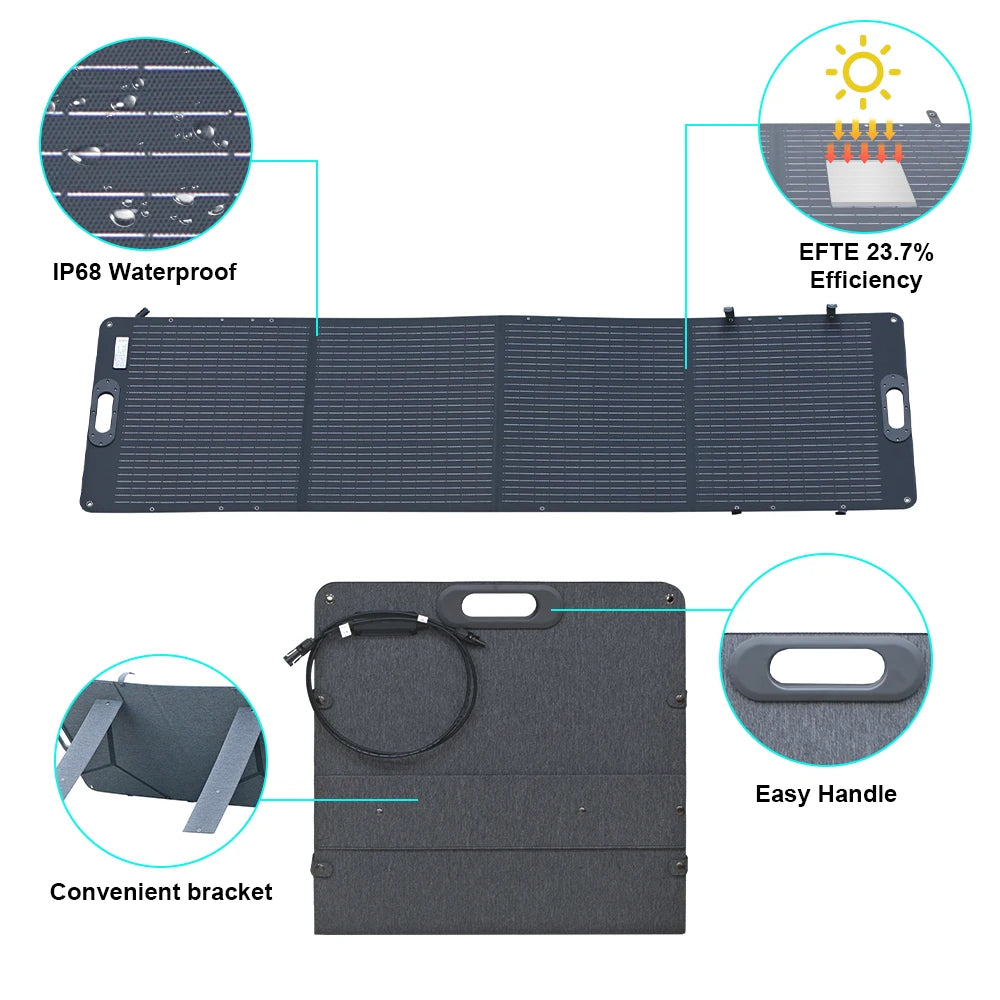 Ctolity 200w Flexible Solar Panel Complete Kit 12V-24V Portable Solar Charger Monocrystalline Panel Solar System for Camping