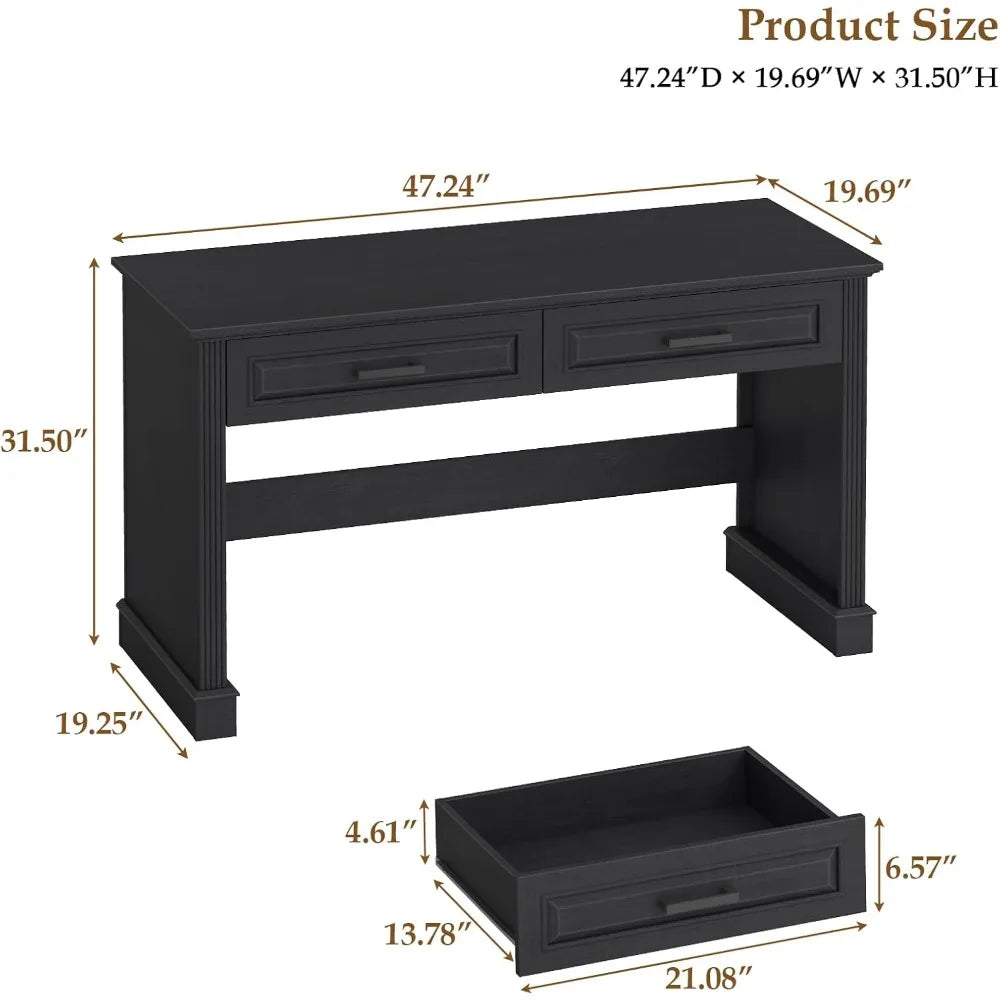 Administrative desk with drawers, 48 inch simple home office desk, small space computer desk workstation
