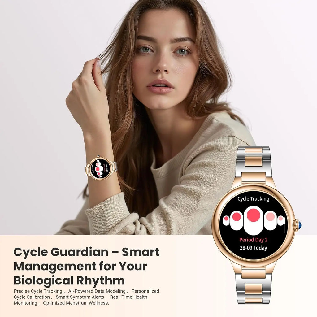 Luxury Smart Watch for Women, 1.19" AMOLED Display, Heart Rate & Sleep Monitor, 107 Sports Modes, iOS/Android Compatible