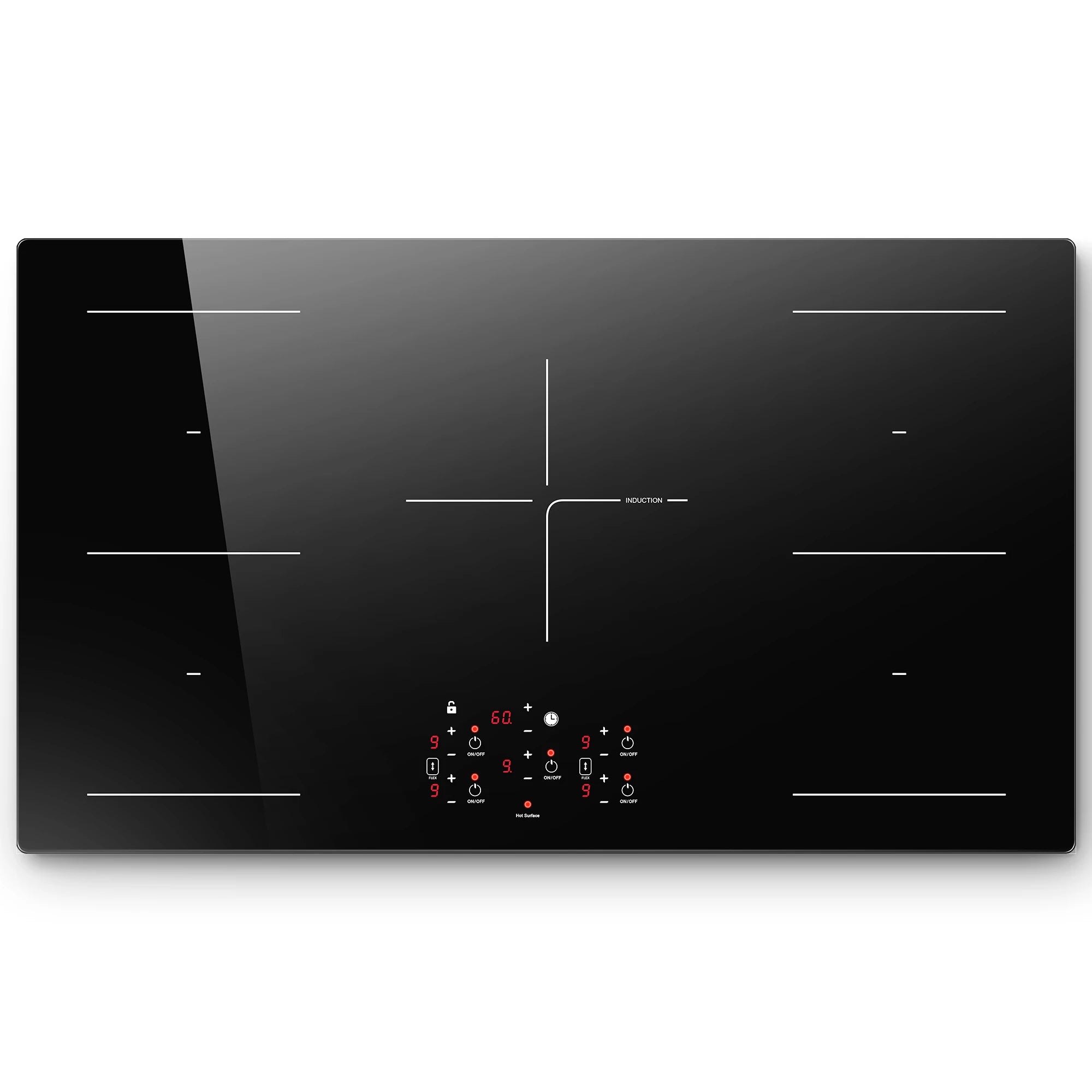 24/36 inch 1800/10800W  2/5 Burner Induction Cooktop Touch Control in Black 8/9 Power Level