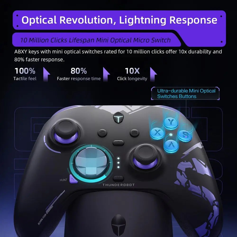 Wireless Gaming Controller for NS/PC/iOS/Android with Charging Dock, Adjustable Stick, Dual-Force Triggers, Optical Buttons, RGB