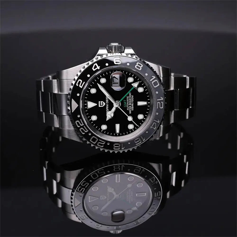 PAGANI DESIGN 40MM GMT Automatic Watch Men's Mechanical Wristwatch Sapphire Glass 100m Waterproof Man Watches Relogio Masculino