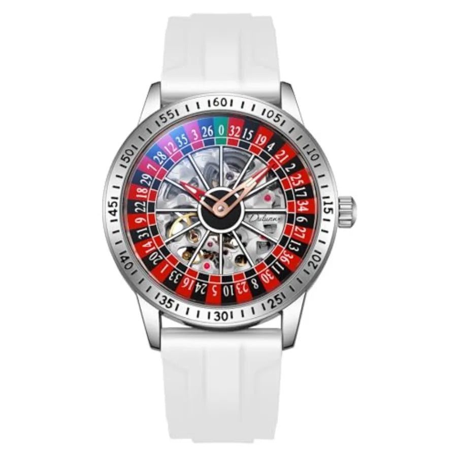 Roulette Wheel Men's Watches Automatic Mechanical Watch for Men Swinging Rotary Dial Design Hollow Skeleton Watches Stainless S