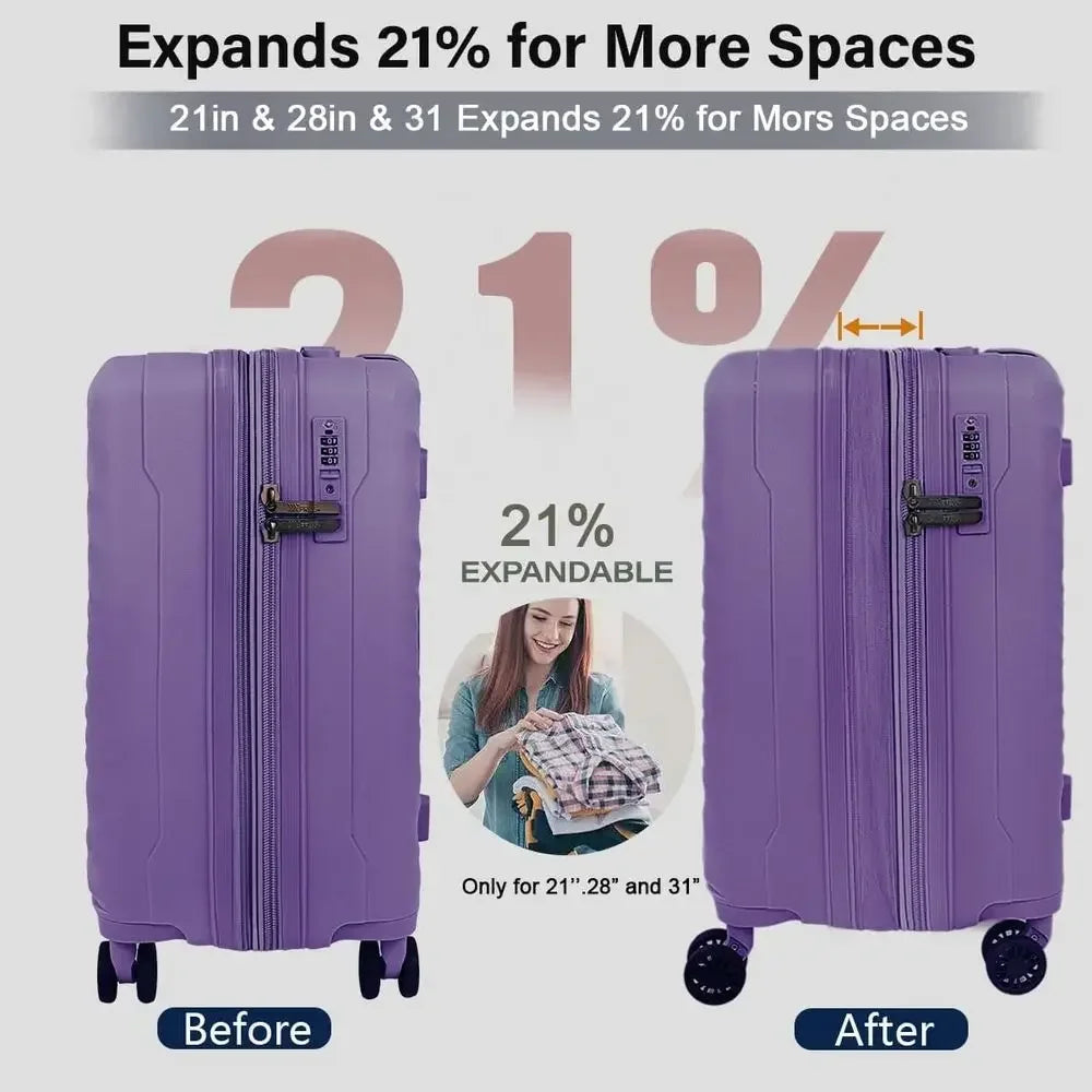 3-Piece Luggage Set: 20/26/30 inches, TSA-Approved Lock, Large Spinner Wheels, Unisex Travel Suitcase
