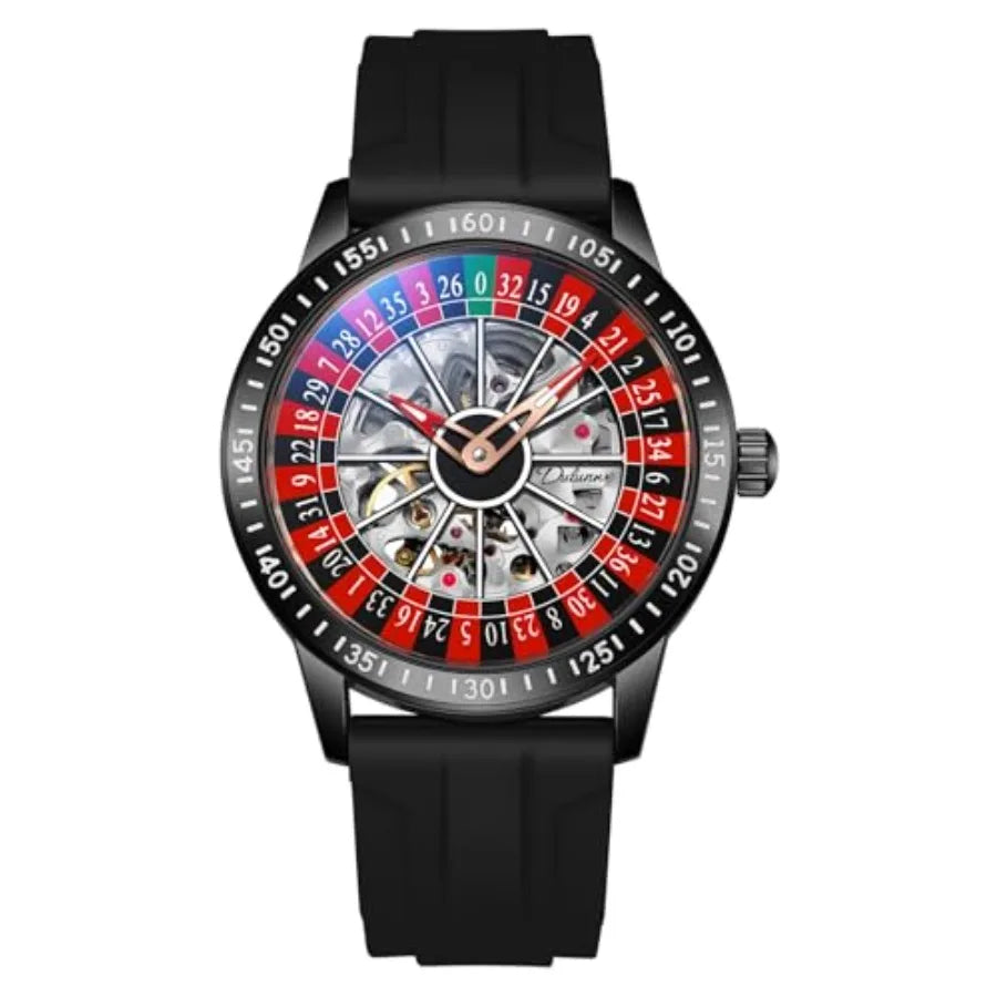 Roulette Wheel Men's Watches Automatic Mechanical Watch for Men Swinging Rotary Dial Design Hollow Skeleton Watches Stainless S