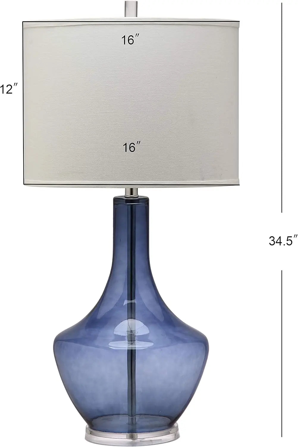 Mercury Light Blue Glass 35-inch LED Table Lamp for Bedroom, Living Room, Home Office Desk Nightstand