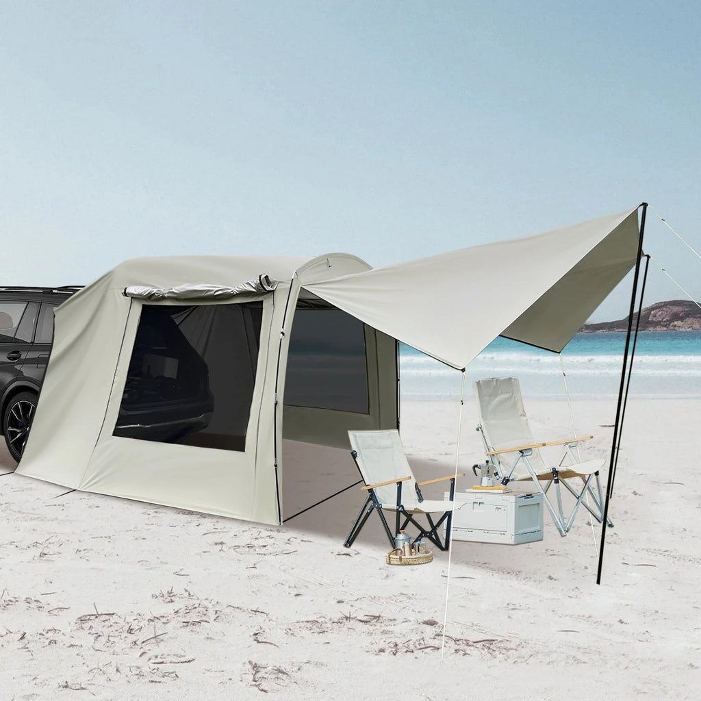 4.85*2.4*1.95m Car Awning Outdoor Tent Car 210T Polyester Fabric Tent Attachment for Camping Car Camping Tent