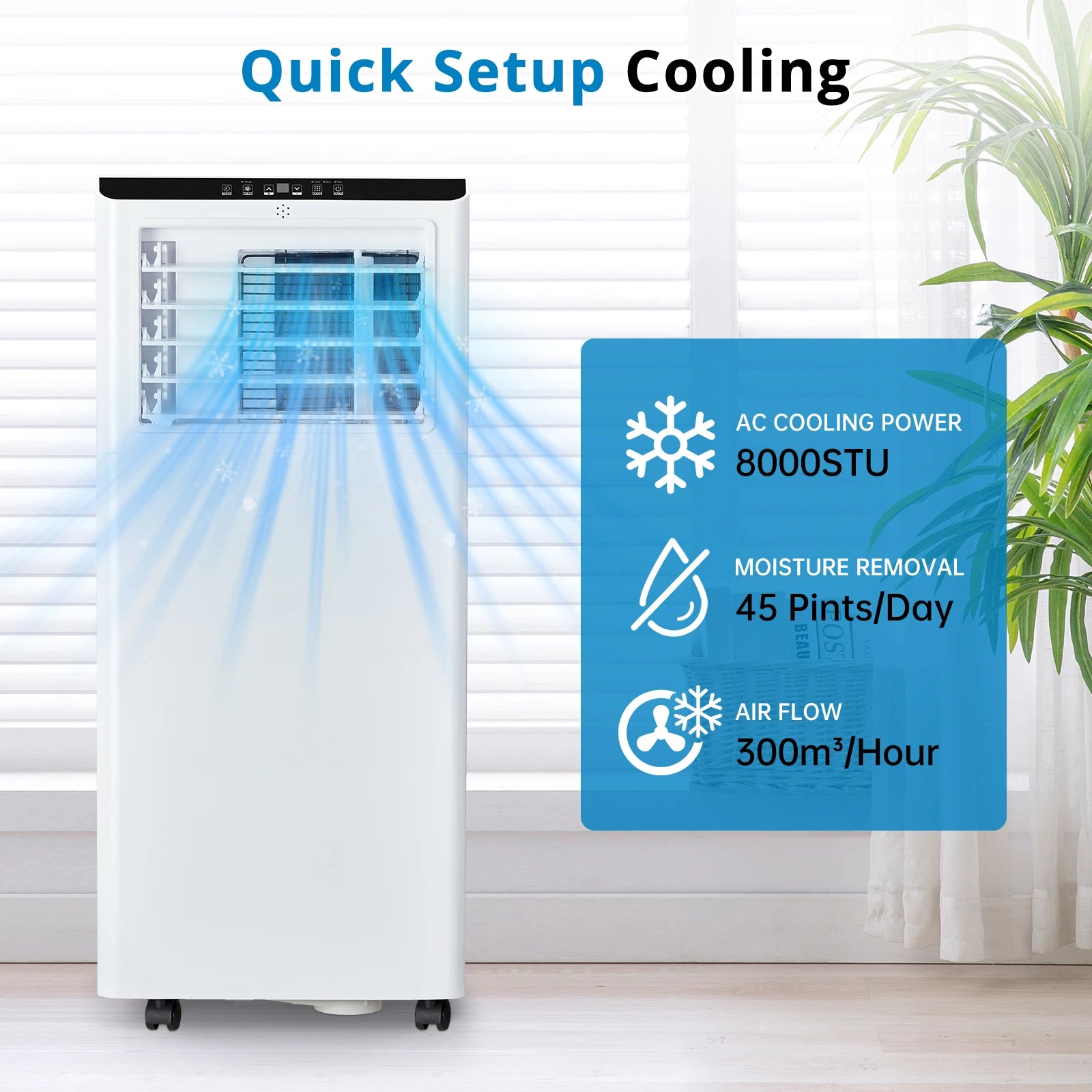 8000 BTU Portable Air Conditioners Portable AC Unit with Remote, Digital Display/24Hrs Timer/Installation Kit for Home/Office/Do