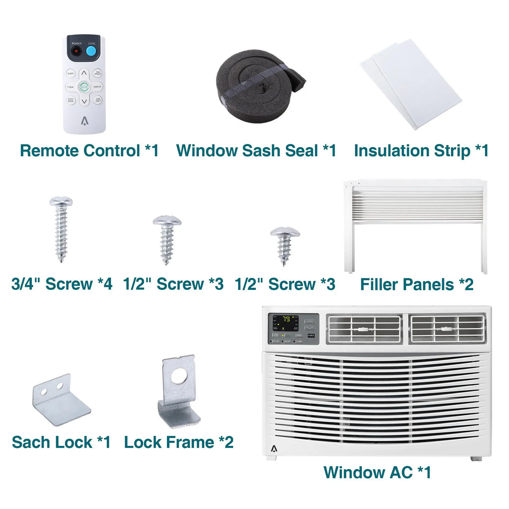 6000 BTU Window Air Conditioner, Smart WiFi AC Unit with Remote Control & Digital Display, Quiet Cooling for Small Rooms up to 250 Sq. Ft., Dehumidifier & Fan Modes, Easy Installation, White