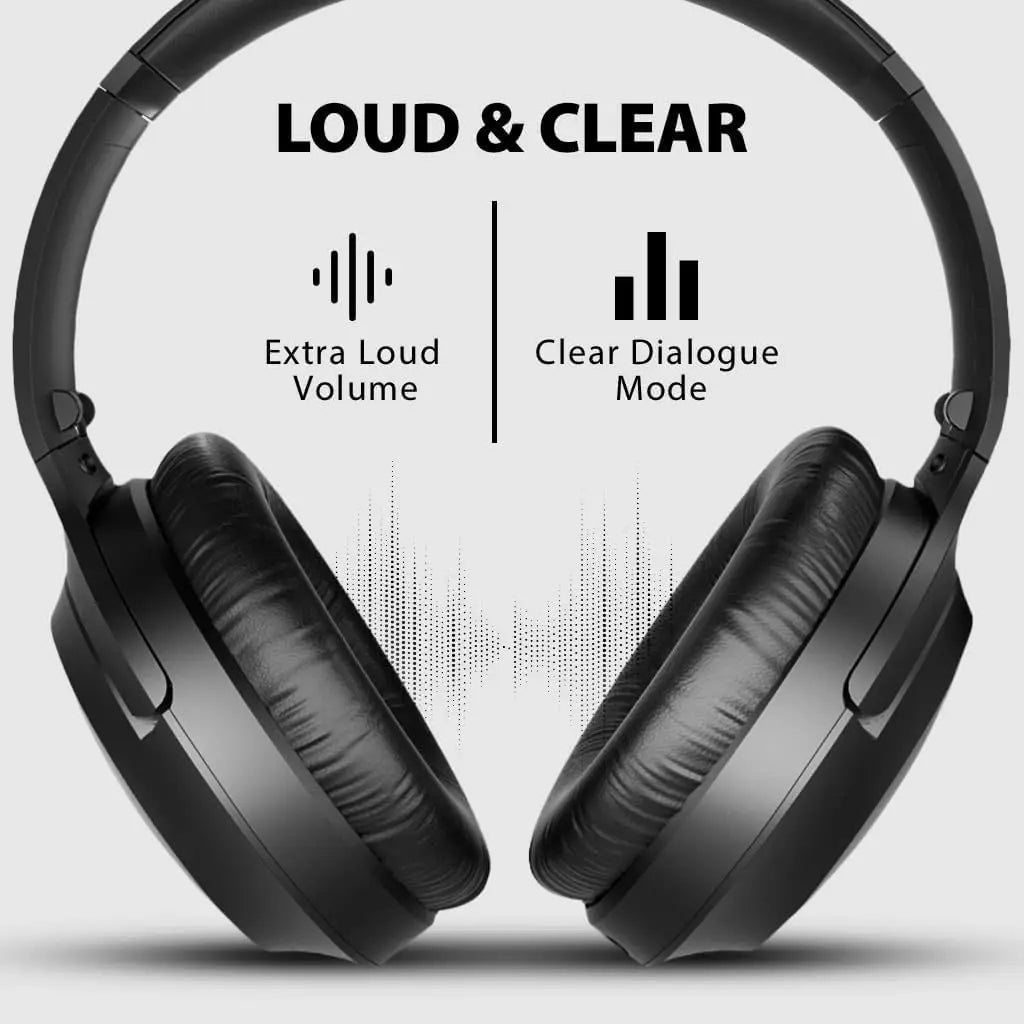 Wireless TV Headphones with Clear Dialogue & Volume Boost, Optical Soundbar Passthrough, Charging Base