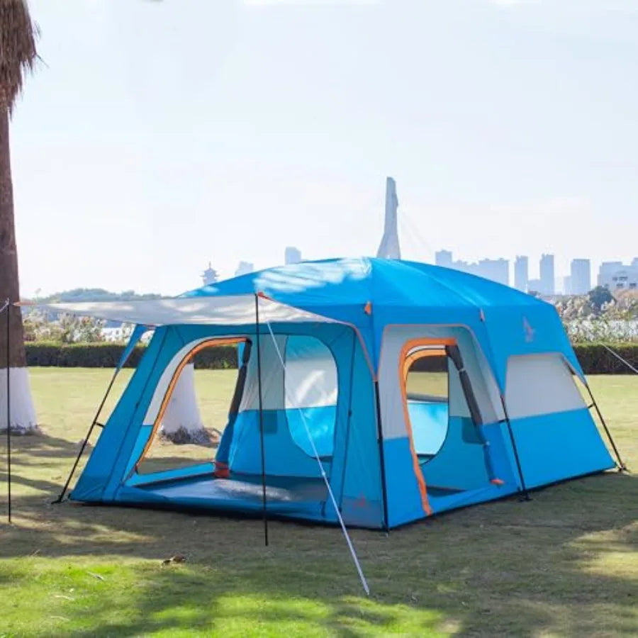 Extra Large Tent 6101214 Person StyleB Family Cabin Tents with 2 Rooms 3 Doors and 3 Windows Featuring Mesh Panels Straight Wal