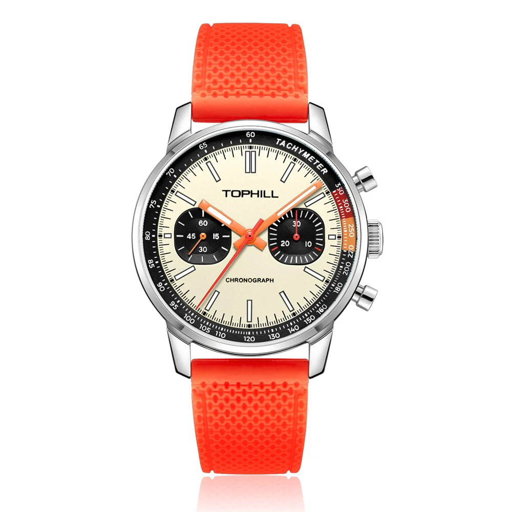 TOPHILL Men's Chronograph 1963 Pilots Watch with Seagull ST1901 Movement Mechanical Luminous Wristwatch 40mm Sapphire Waterproof