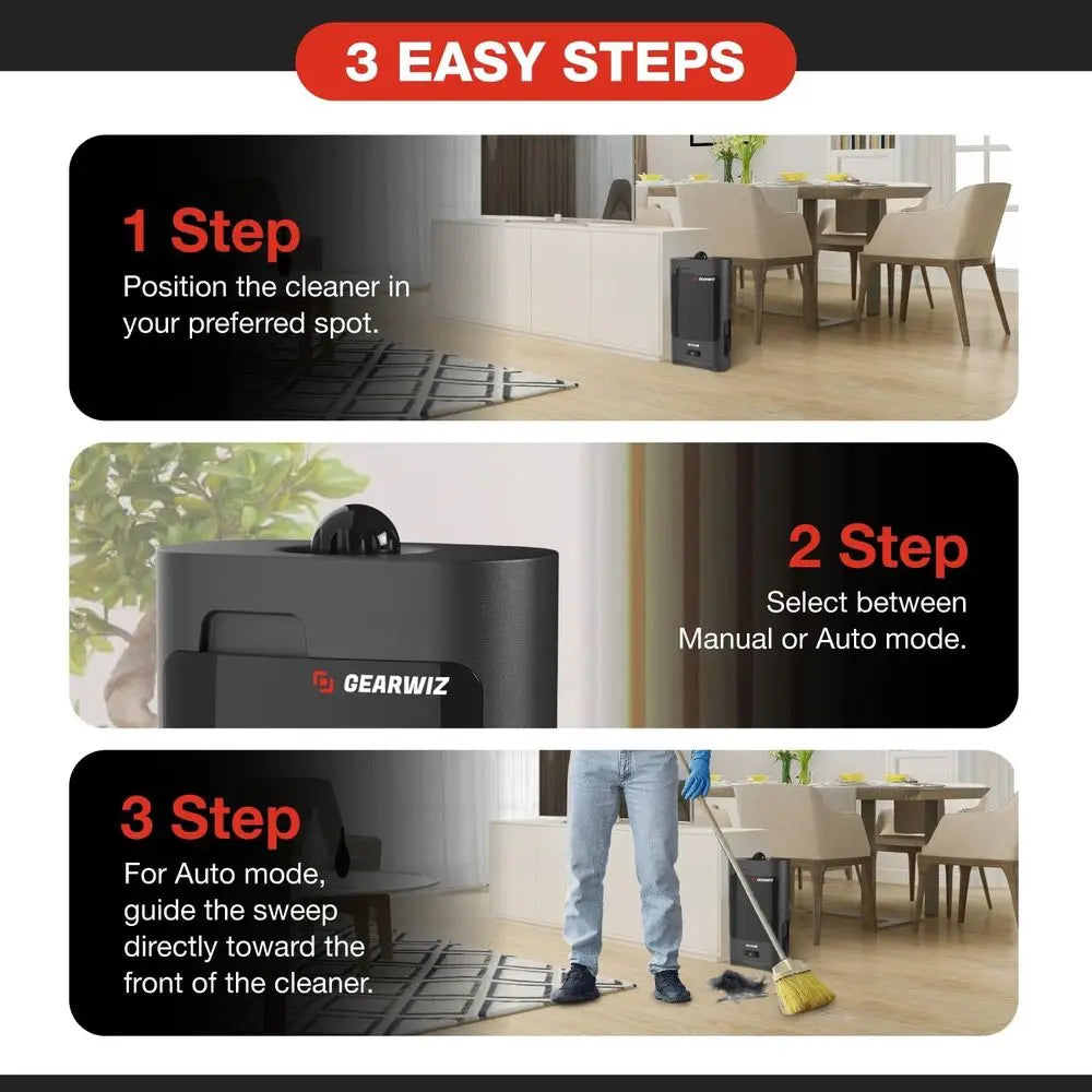1400W Automatic Vacuum Dustpan - Cordless Electric Cleaner for Pet Hair & Debris in Home and Office