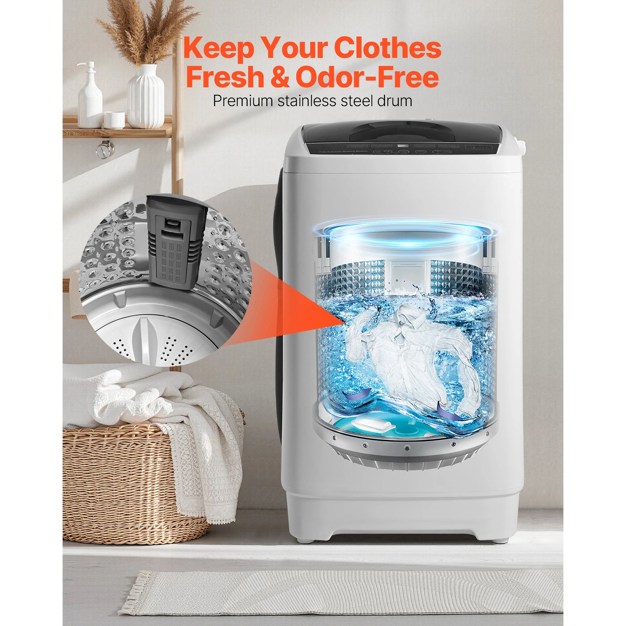 SucceBuy Portable Washing Machine 1.3 cu.ft with LED Display 8 Wash Programs Portable Washer Machine for Apartments RVs Dorms