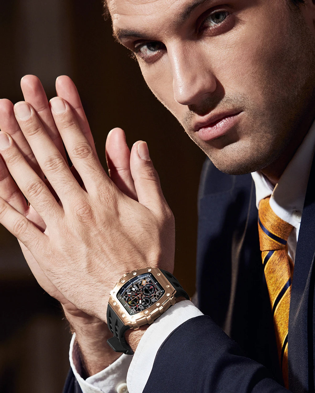 TSAR BOMBA Elegant Men's Quartz Watch — 50M Water-Resistant, Luxury Tonneau-Shaped Wristwatch with Date Display — An Ideal Gift