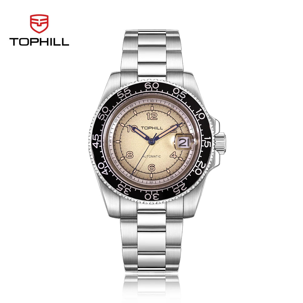TOPHILL Men's  Automatic Mechanical Watch 41mm Sapphire Glass Luminous 30m Waterproof with Miyota 2813 Calendar Movement TD006G