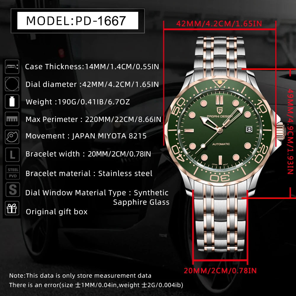 2025 New PAGANI DESIGN Men's Watches Gold Luxury Automatic Watch For Men Mechanical Wristwatches AR Sapphire Waterproof Luminous