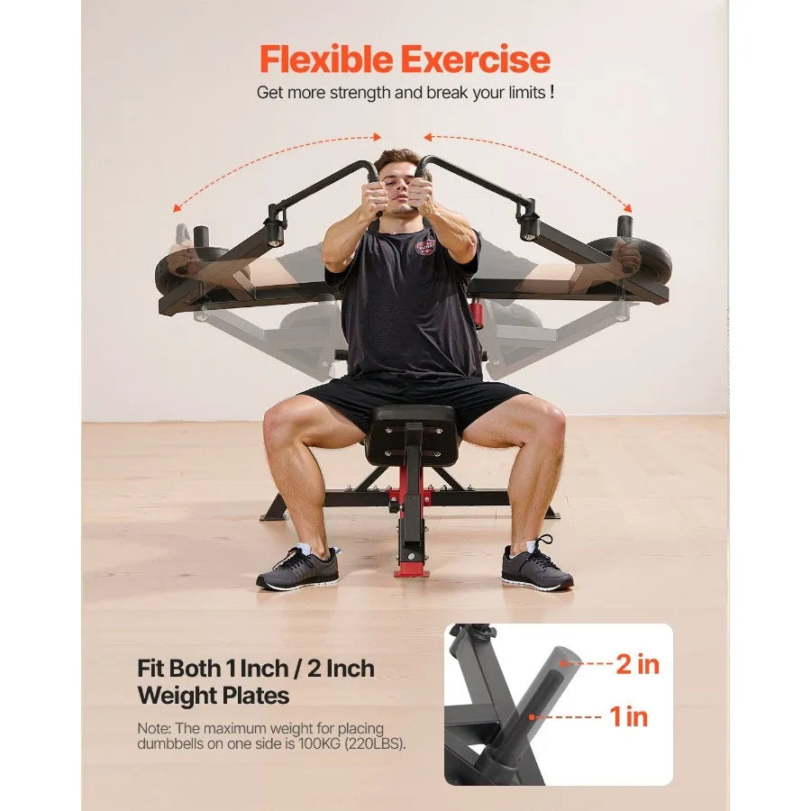 VEVOR Incline Chest Fly and Rear Delt Fly Machine 450 LBS Chest Machine Adjustable Fitness Chest Bench Set Home Gym Equipment f