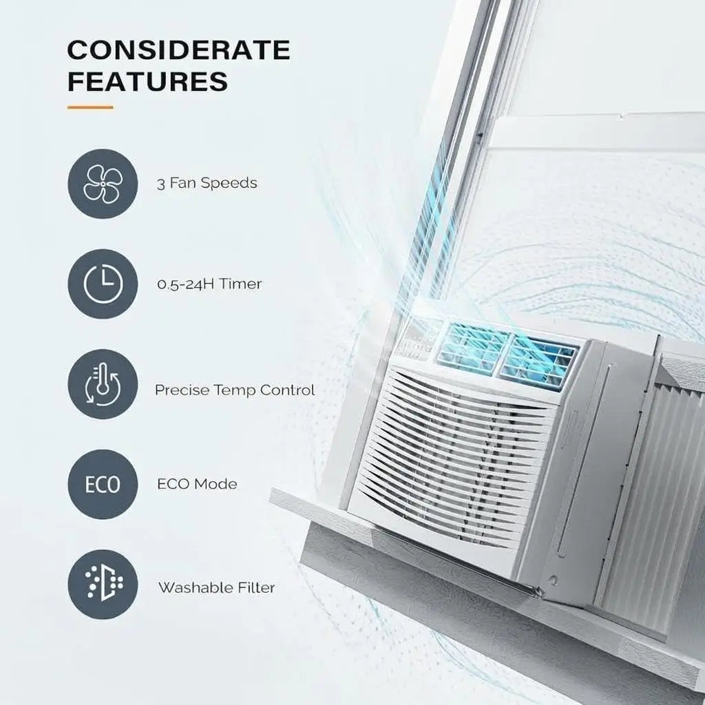 Window Air Conditioner Heat Pump, 18000 BTU 7-in-1 Smart Inverter Window AC Unit 750 Sq ft Cool Heat Fan
