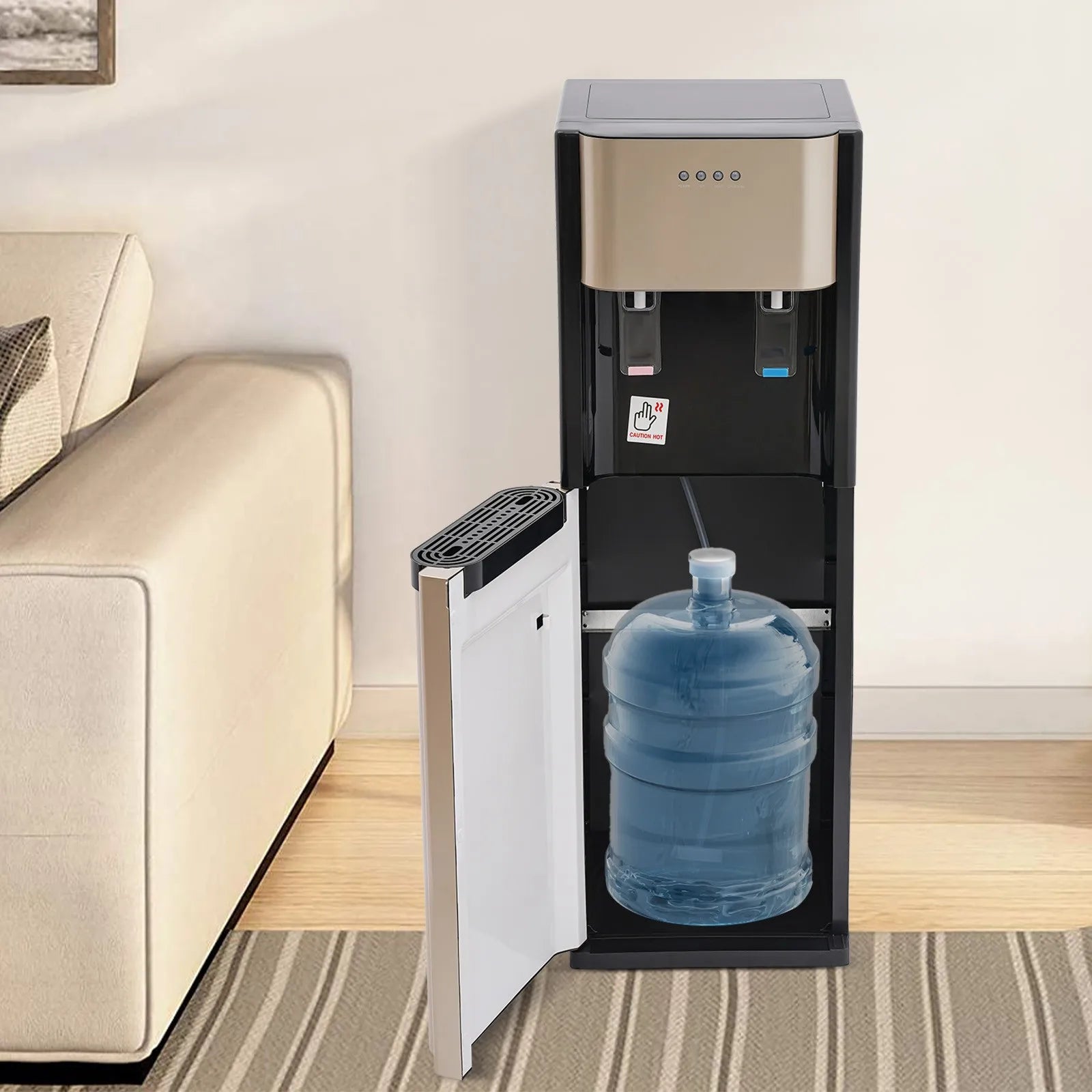 110V 5 Gallon Bottom Load Water Cooler Dispenser Drinking Machine Hot & Cold Water PP 304 Stainless Steel Fo Offices Nurseries