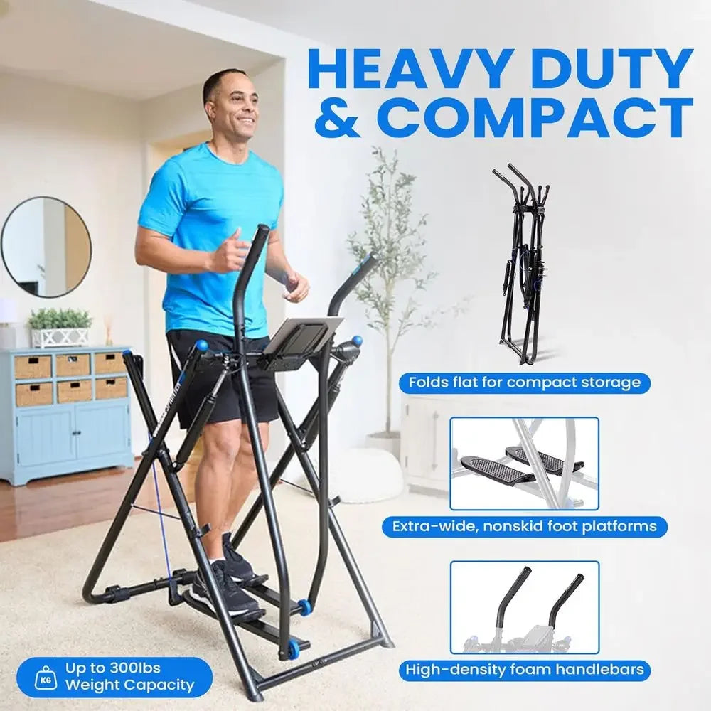 Low-Impact Elliptical Exerciser for Home Gym Supports up to 300lbs - Compact Space-Saving Design for Efficient Cardio Workouts