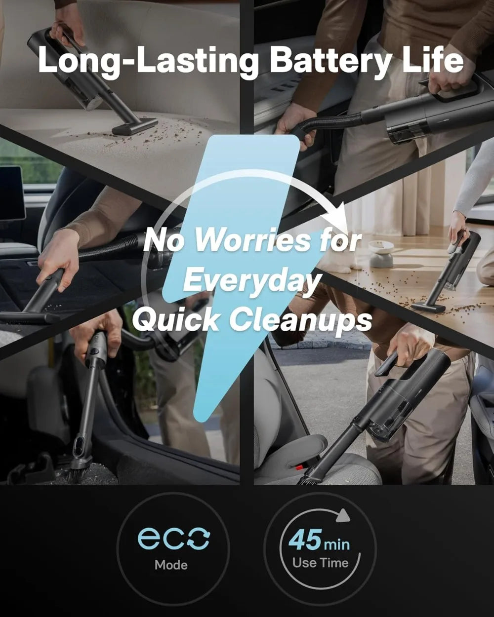 Cordless Handheld Vacuum Cleaner 23000Pa, 3 Suction Modes, Electric Blower for Car, Home & Outdoor